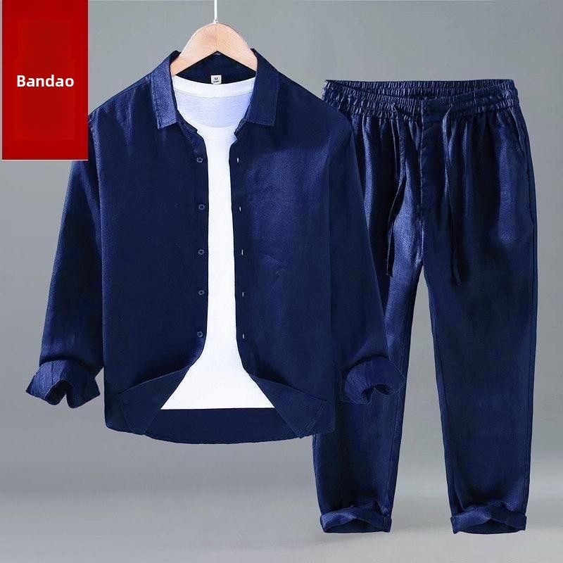 Summer Cotton Linen Shirt Pant - Mens Linen Shirt Long Sleeve review and price