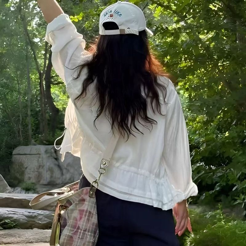 Loose Linen Drawstring Thin Ja - Jackets review and price