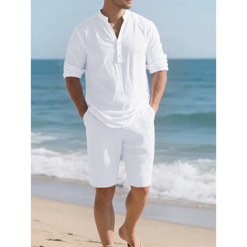 Men's White Linen Blend Two Pi - Mens Linen Shirt Long Sleeve review and price
