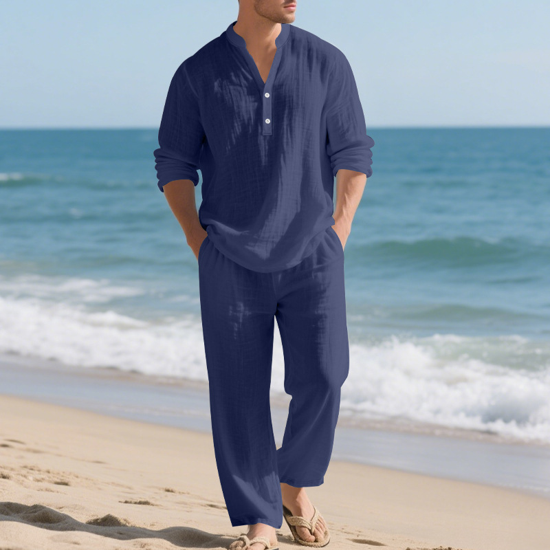 Linen Autumn New Men's Suit Be - Mens Linen Shirt Long Sleeve review and price