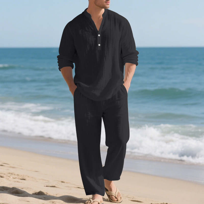 Linen Autumn New Men's Suit Be - Mens Linen Shirt Long Sleeve review and price