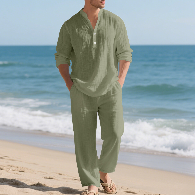 Linen Autumn New Men's Suit Be - Mens Linen Shirt Long Sleeve review and price